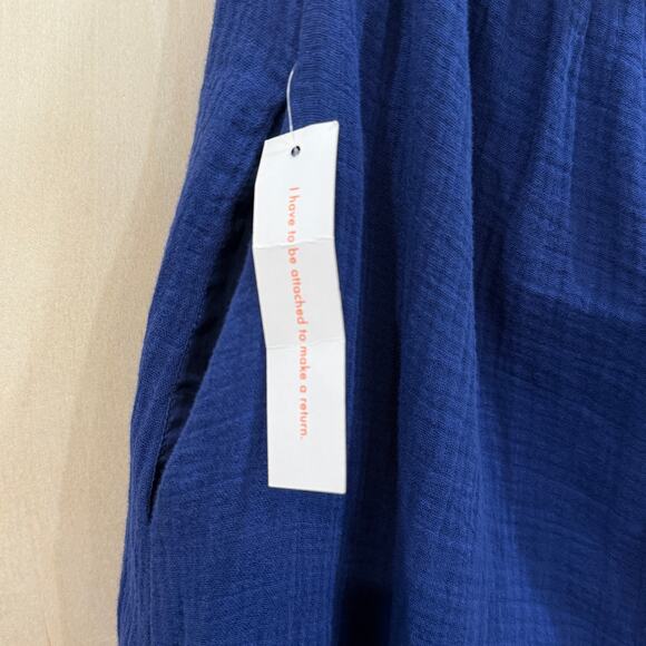 MODCLOTH Blossom Bliss Jumpsuit NEW Size S Navy Blue Gauzy Cotton Tie Back - Picture 8 of 12